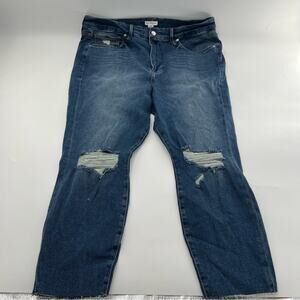 Good American Good Waist Crop Distressed Jeans Plus Size NEW Women’s Blue Denim